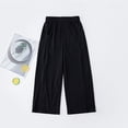 thumbnail image 4 of dazeni Girls Wide Leg Sweatpants Pockets Side Split Quick Dry Athletic High Waisted Baggy Causal Trousers Lightweight Outdoor Camping Black 11 Years, 4 of 5