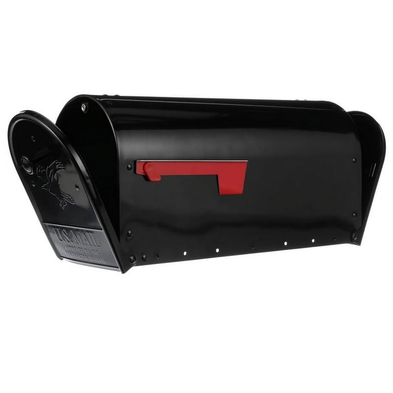 Post-Mount Double Door Steel Mailbox, Black Post-Mount Double Door Steel Mailbox, Black