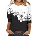 thumbnail image 2 of Womens Tops Plus Size Three Quarter Sleeve Retro Round Neck Easter Printed Loose Blouse, 2 of 5