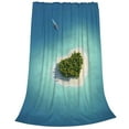 thumbnail image 2 of Honeii Paradise Island In The Form Of Heart Print Fleece Blanket - Throw Blanket for Bed, Sofa, Couch, Camping, and Travel , Microplush Ultra Soft Warm Blanket-80"x60", 2 of 7