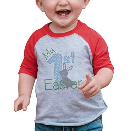 

7 ate 9 Apparel Baby Boys First Easter Happy Easter Red Raglan