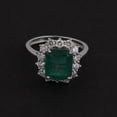 thumbnail image 4 of Rectangle Shaped Emerald Solid 14 Kt White Gold SI Clarity HI Color Diamond Promise Ring, 4 of 4