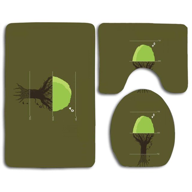 ABPHQTO Evolución del árbol Juego de alfombras de baño de 3 piezas Alfombra de baño Alfombra de contorno y tapa de inodoro
