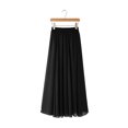 thumbnail image 2 of BAETEUY Women Chiffon Skirt Elastic High Waist Pleated Ankle-Length Skirt Solid Color Flowy Hem Long Skirt Daily Wear, 2 of 8