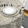 thumbnail image 4 of Happy Halloween Round Tablecloth 60 Inch - Waterproof Fabric Table Cloth Protector, Retro Black Grey Web Horror Bat Tablecloths Washable Table Cover for Kitchen Banquet Coffee Table Outdoor Party, 4 of 6