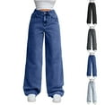 thumbnail image 2 of CHCNHAC Wide Leg Jeans Woman High Waist Loose Fit Jean Boyfriend Jeans Elastic Waist Stretchy Denim Pants Vintage Y2k Straight-Leg Trousers, 2 of 5