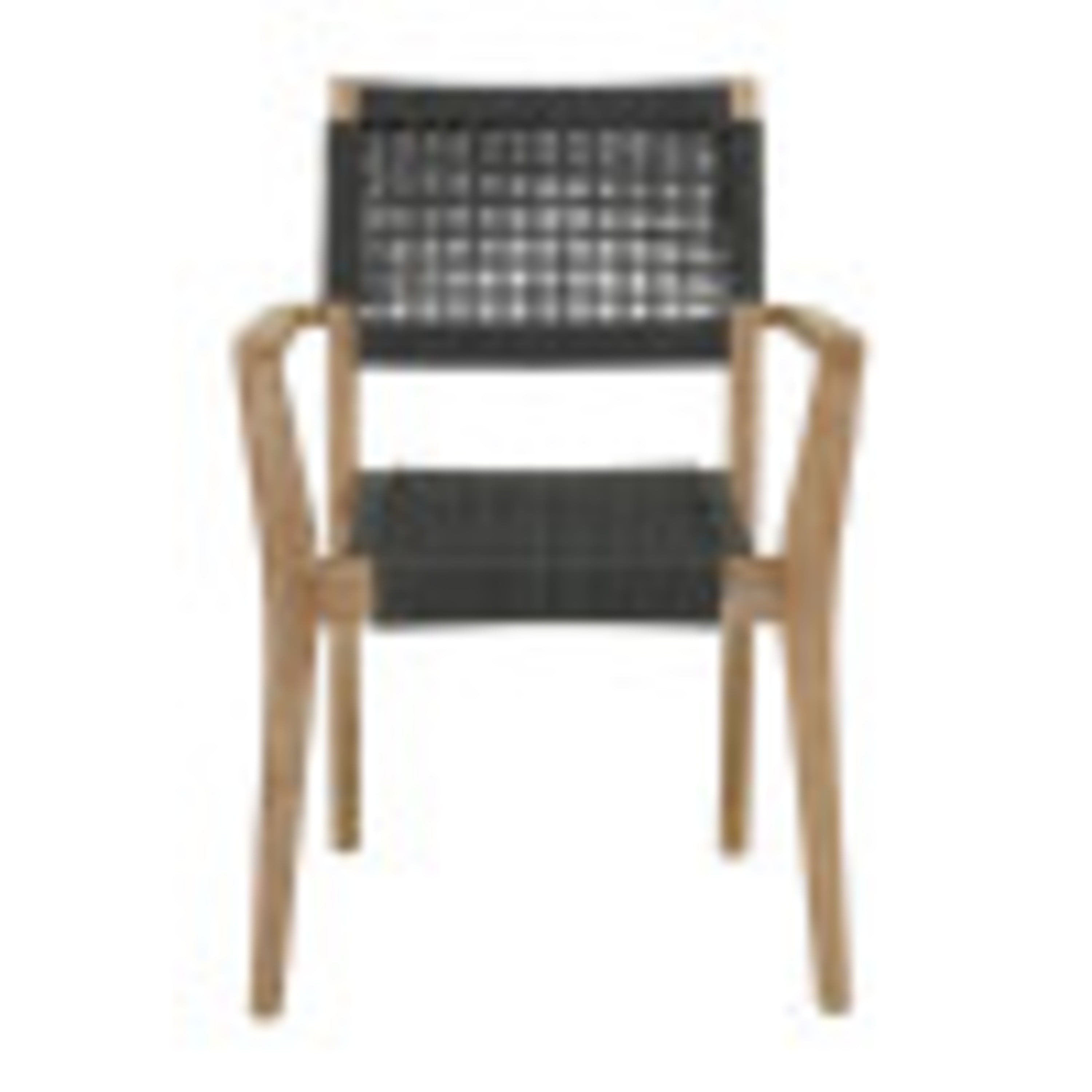 DecMode Outdoor Dining Chair with Woven Seat and Back - Wood - Set of 2 - Dark Gray