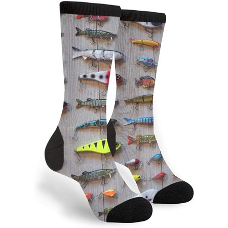 

The Best Bait For Fishing Casual Cool 3D Printed Crazy Funny Colorful Fancy Novelty Graphic Crew Tube Socks