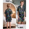 thumbnail image 3 of Fiodrimy Boys Pajamas Big Boys Satin PJS Set Summer Short Sleeve Button Down Kids Silky Pajama Lounge Sleepwear Size 8-14, 3 of 5
