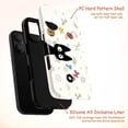 thumbnail image 4 of Cute Black Cat Peeking Cartoon Phone Case, Whimsical Cat and Tiny Objects Pattern, Protective Cover for iPhone 16 15 14 13 12 11 Pro Max Mini, 4 of 6
