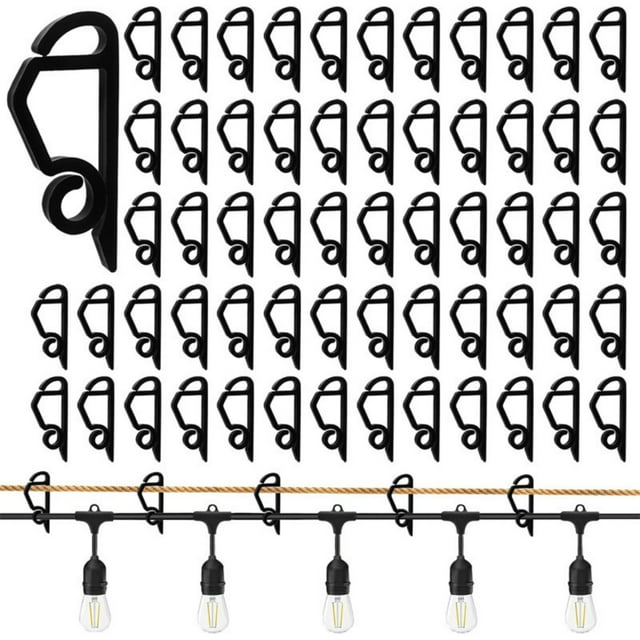 50 Pack Outdoor String Light Clips Slide & Hook Design Weather For Christmas Decorations Easy Hooks for Towels Stainless Steel Hooks for Kitchen Metal Strip with