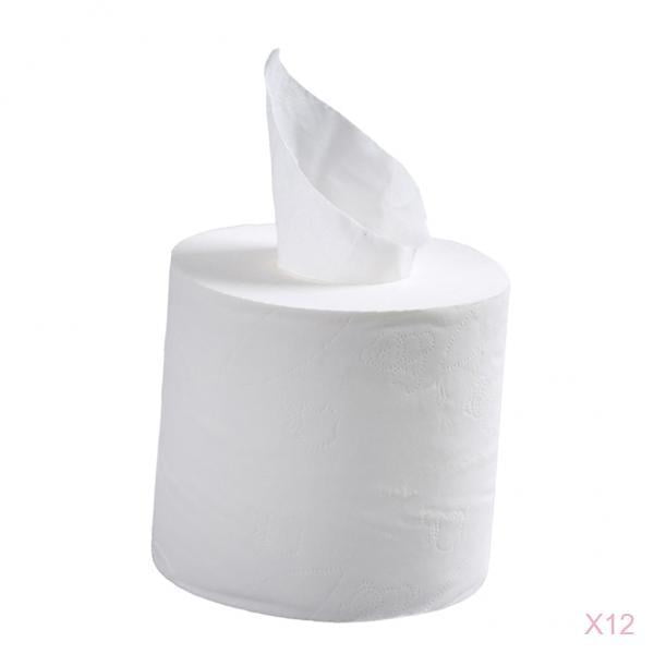 12Roll Cómodo papel higiéni 4 granel Rollo de papel de baño de pulpa de Sunnimix Papel higiénico suave para el hogar
