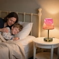 thumbnail image 5 of Tapered Desk Lamp with Antique Brass Base Table Lamps Dimmable LED Bulb Button Switch Night Light Clouds and Pink Heart Shape Small, 5 of 8