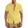 thumbnail image 3 of Horkkom Short Sleeve Shirts for Men Button Down Hawaiian Breathable Linen Shirts Summer Casual Beach Shirts with Pocket M, 3 of 6
