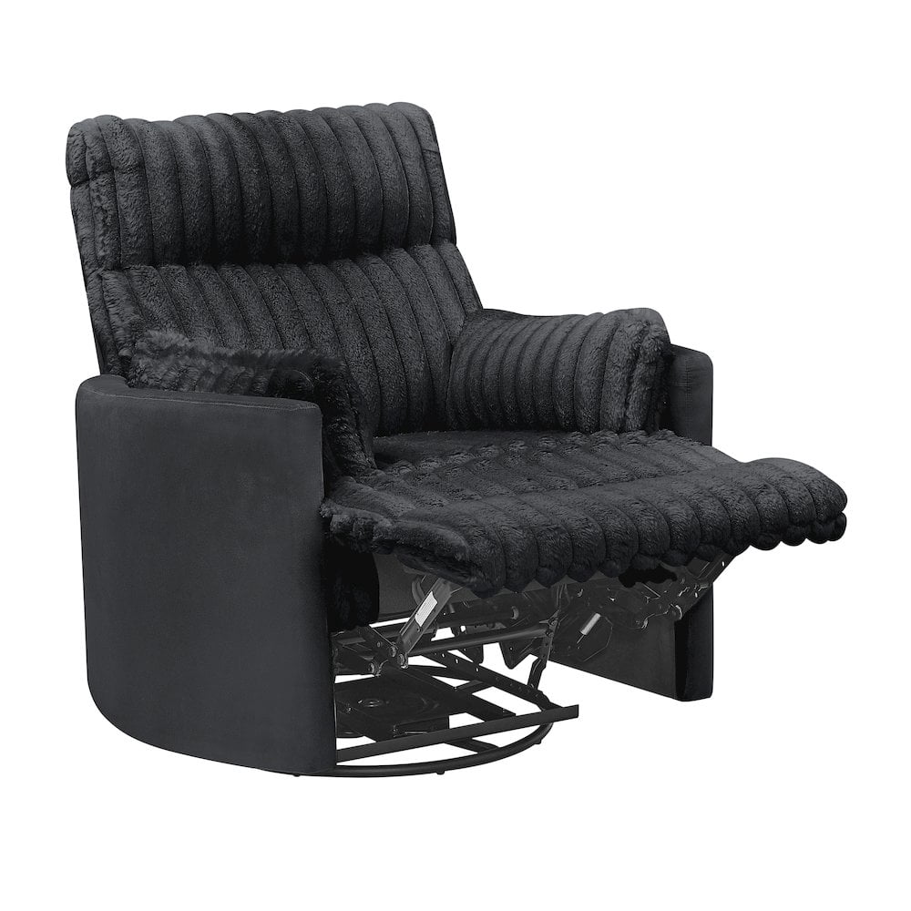 Roundhill Furniture Bocaton Wide Wale Corduroy Upholstery Manual Recliner, Black