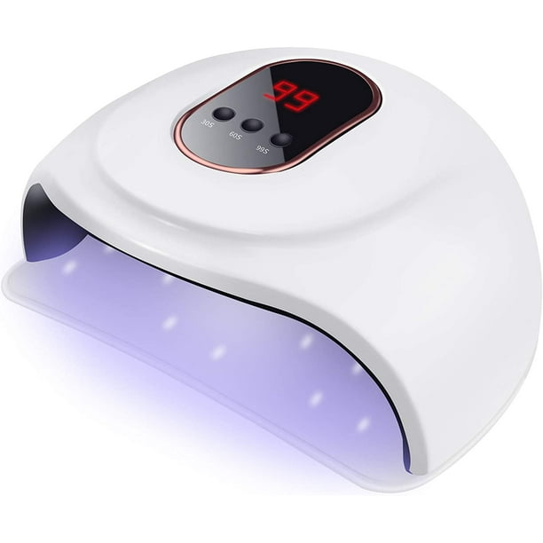 Secador de uñas con lámpara UV, lámpara de uñas con 18 perlas de lámpara LED, secador de uñas LED UV de 72 W con 3 temporizadores 30/60/99 s de secado rápido para esmalte de uñas semipermanente, gel y