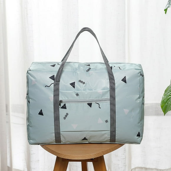 HOARBOEG Foldable Travel Duffel Bag Tote Carry On Luggage Sport Duffle Week-ender Overnight For Women And Girls Tidy up Light blue