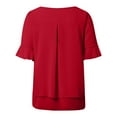 thumbnail image 5 of Women's Plus Size Chiffon Shirt Short Sleeve Loose Solid Color Blouse Tops, 5 of 5