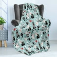 thumbnail image 4 of Cat Lover Soft Flannel Fleece Blanket, Black and White Cats in Love Meow Print Among Hearts Daydreaming Kitties Cat Ears, Cozy Plush for Indoor and Outdoor Use, 60" x 80", Multicolor, by Ambesonne, 4 of 5