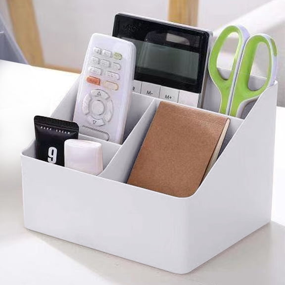 Desktop Storage Organizer, Tiered Countertop Storage container with Angled Compartments for Home Office materials, Cosmetics, and Remote regulators - Space Saving Desk Organizer Rack
