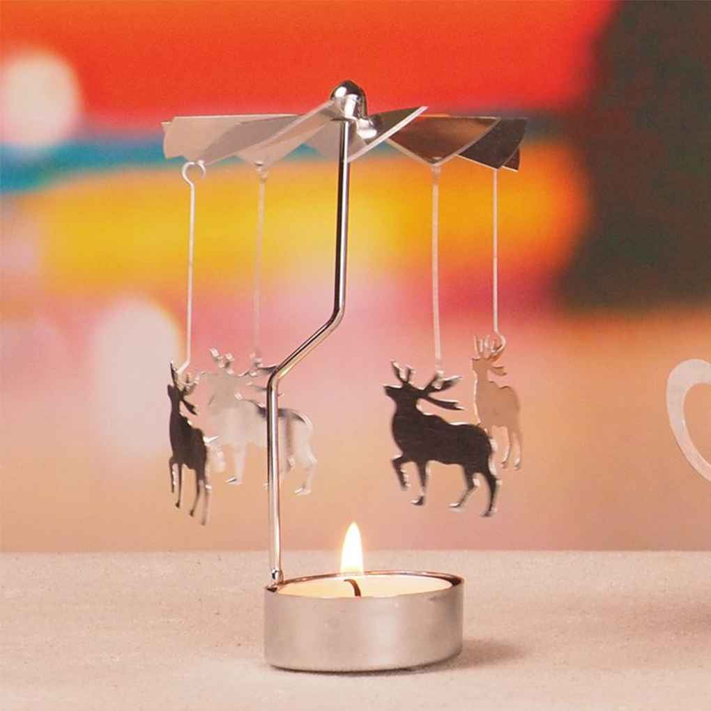 Christmas Style Rotating Candle Holder Stand Tealight Candlestick Pedant 