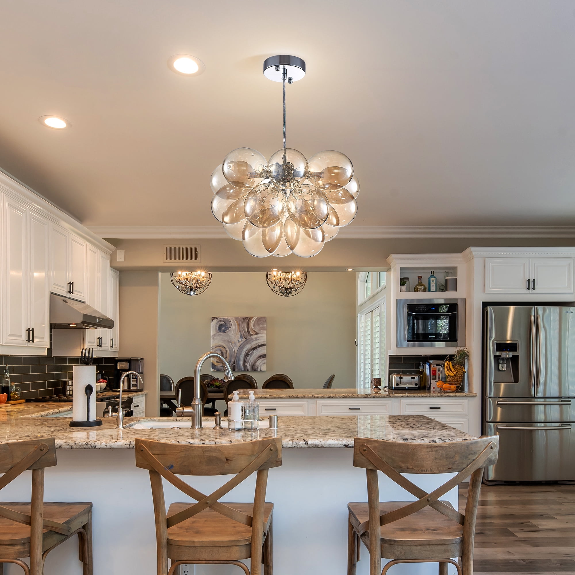 Longree Modern Cognac Electric Bubble Ball Chandelier
