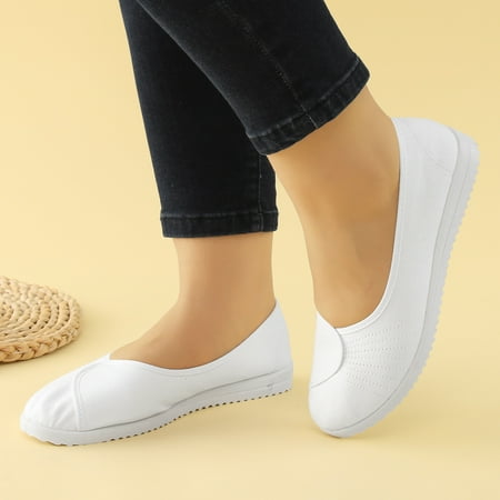 

eczipvz Womens Shoes Dressy Casual Women Slip-on Platform Loafers Casual Comfortable Loafer Shoes White