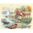 thumbnail image 1 of Dimensions Counted Cross Stitch Kit 14"X11"-Peaceful Lake House (14 Count), 1 of 5