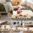 thumbnail image 5 of Round Rug 3.3Ft Washable Non-Slip, Sunflowers Rooster Circle Area Rugs for Living Room Bedroom, Farmhouse Vintage Black White Plaid Indoor Floor Mats Carpet Runner for Home Decor Aesthetic, 5 of 8