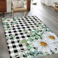 thumbnail image 2 of Area Rugs for Living Room Bedroom, Spring Floral 4'x6' Rug Washable Carpet Runner Indoor Outdoor, Daisy Eucalyptus Leaves Black White Plaid Non Slip Accent Floor Mats Rug for Kitchen, Office, 2 of 8