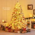 thumbnail image 2 of Patiojoy 7 FT Snow Flocked Christmas Tree Hinged Pre-lit Xmas Tree with Branch Tips Warm White LED Lights, 2 of 10