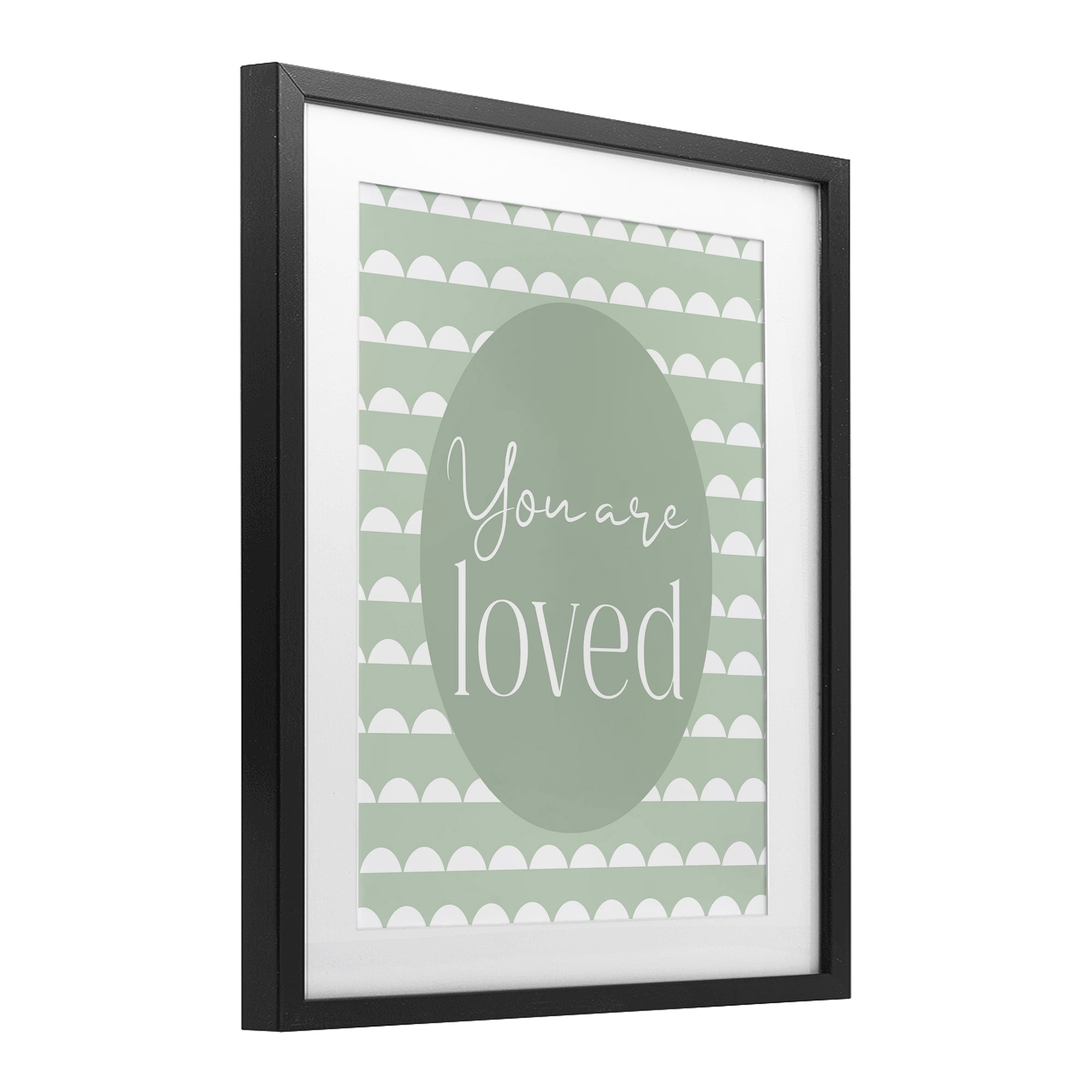 Stupell Industries You Are Loved Light Green Black Framed Print Under Glass, design by Christine Simpson Art