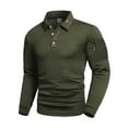 thumbnail image 2 of pstuiky camisa de manga larga para hombre, Camiseta de manga larga con solapa y botones para hombre, color liso, con cuello cuadrado pequeño camisetas de hombre m, 2 of 7