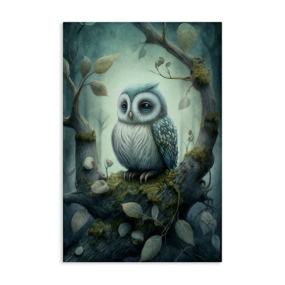 Stupell Industries Calm Mystic Owl Landscape Painting Gallery Wrapped Canvas Art Print Wall Art, 16 x 24
