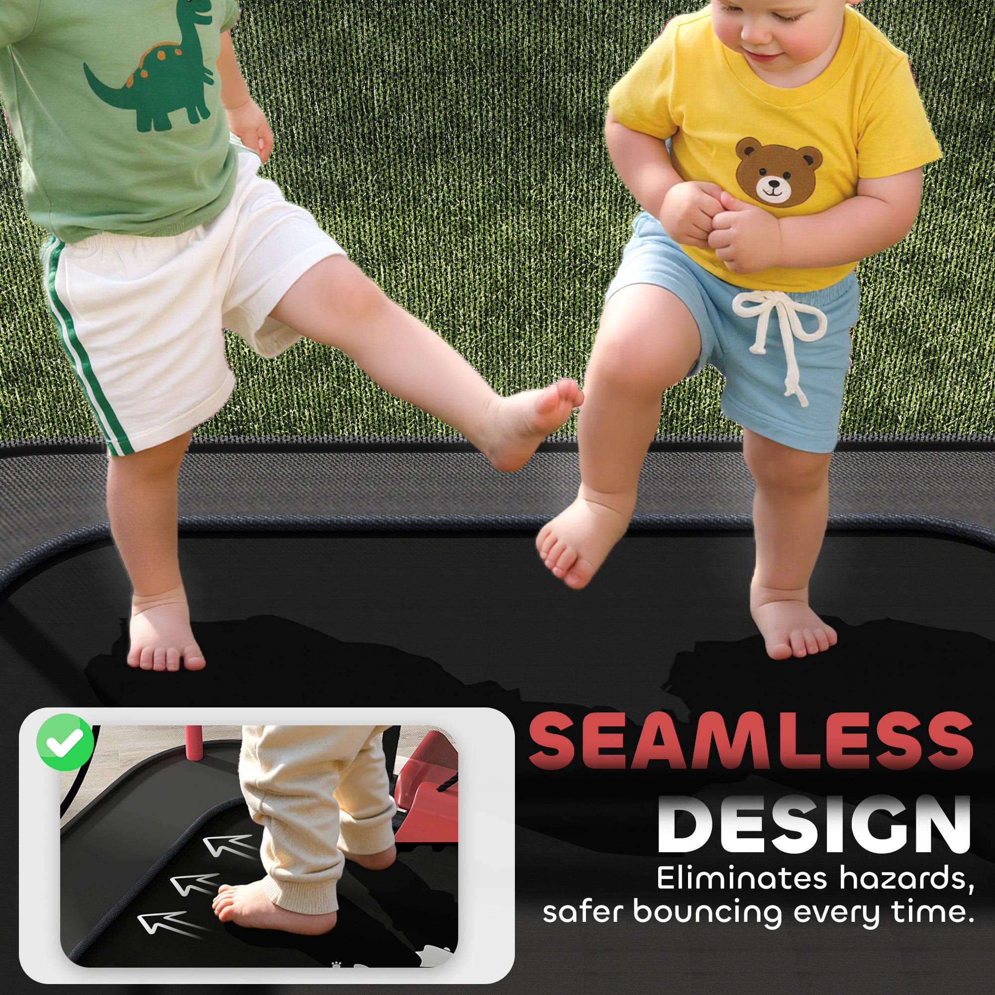 Qaba 4 x 6FT Trampoline for Kids, Indoor & Outdoor Toddler Trampoline with Slide, Swing, Basketball Hoop, Ladder and Safety Enclosure, Red