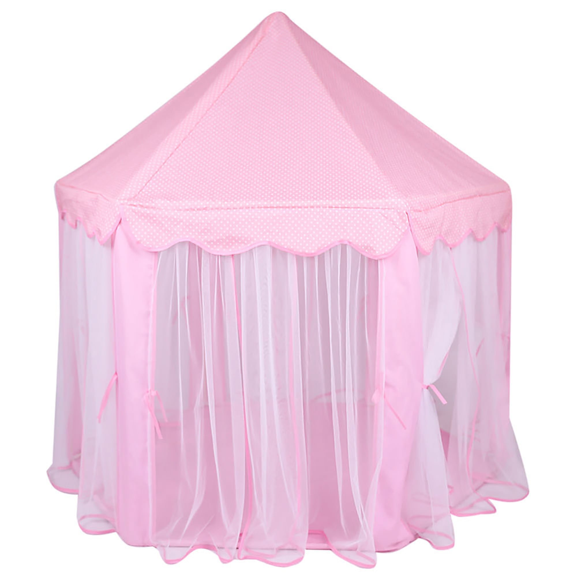 Princess Castle Play Tent Large Indoor/Outdoor Kids Girls Pink Toy w/ Star Light 