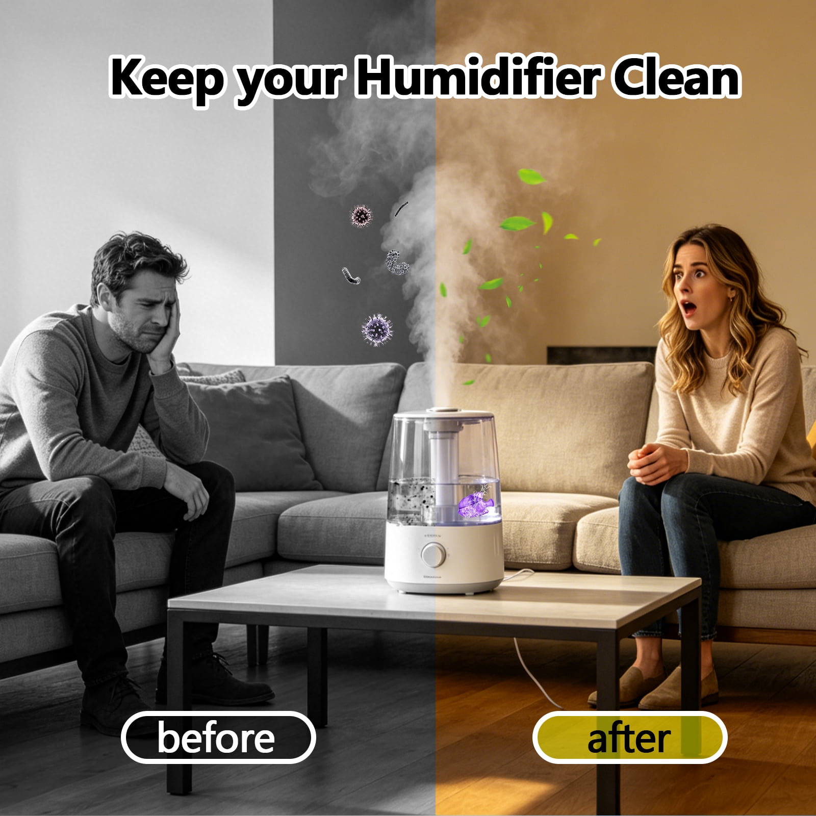 Arcticwind 15 Pack Humidifier Cleaning Fish, Humidifier Cleaner for Humidifiers and Fish Tanks, Purifies Water, Prevents Hard Water Build-Up, Reduces Scale,Purple
