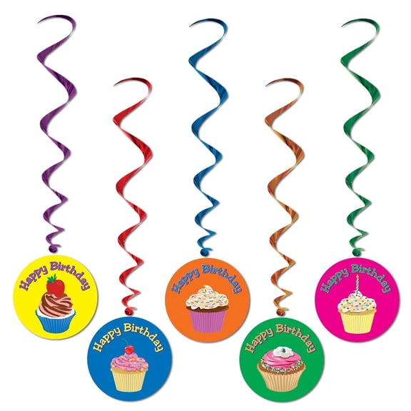 30 Piece Beistle Cupcake Happy Birthday Party Whirls