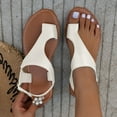 thumbnail image 2 of Htigea Women's Flat Sandals Comfortable Ring Open Toe Non Slip Sandals Outdoor Walking Footwear for Beach Vacation White,6.5, 2 of 8