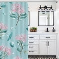 thumbnail image 5 of Delicate Pink Flowers Teal Background Floral Pattern Shower Curtains - Bath Shower Curtain Set with 12 Hooks for Adults Kids Bathroom Decor Accessories, 5 of 7
