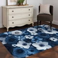 thumbnail image 3 of Blue Flowers Area Rugs 4x6 ft Spring Pastoral White Floral Washable Rug Non Slip Indoor Carpet Absorbent Floor Mat for Living Room Bedroom Dining Room, 3 of 9