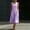 Purple, variant on Women's Linen-Blend Midi Dress, Round Neck Sleeveless with Pleated Front & Side Pockets, Casual Shift Dress Blue S