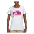 thumbnail image 2 of I Wear Pink for My Mom Survivor Awareness Womens Graphic T-Shirt, White, Large, 2 of 3