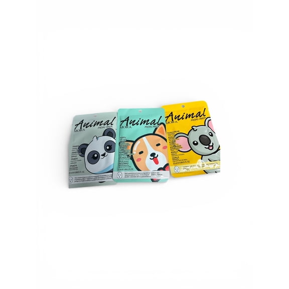 Animal Moika Facial Mask 3-Pack Calming Pore Control & Moisturizing Sheet Masks