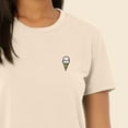 thumbnail image 5 of Dalix Ice Cream Embroidered Cropped Flowy Soft Cotton Short Sleeve T Shirt Womens in Heather Dust M Medium, 5 of 5
