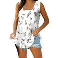 thumbnail image 6 of Women's Summer Square Neck Tank Tops Sleeveless Solid/Floral Print Dressy Casual Cami Tank Tops T Shirts Blouses, 6 of 6