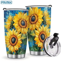 Personalized Sunflower Gifts Stainless Steel Insulated Tumbler Coffee Travel Mug Cup Gifts for Women Mom Gifts For Christmas Birthday Mothers Day Best Gifts 20 oz With Lid Mug-Proof Tumbler