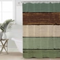 thumbnail image 2 of Small Stall Shower Curtain 36x78 Inch Narrow Half Size Green Brown Bath Curtains Bathroom Decor Country Wood Grain Abstract Stripe Waterproof Fabric Shower Curtain Set with Hooks 36 Inch, 2 of 6