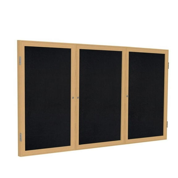 Ghent's Wood 36" x 72" 3 Door Enclosed Rubber Bulletin Board in Black