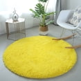thumbnail image 4 of Round Area Rug Yellow Circle 2.6ft Soft Fluffy Plush Shaggy Furry Carpet Floor Mat for Bedroom Living Room, 4 of 5